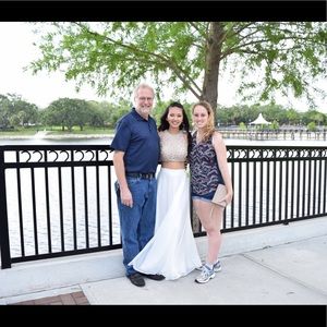 2 piece white prom dress